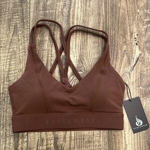 Ryderwear Brown Sports Bra with Criss-Cross Straps